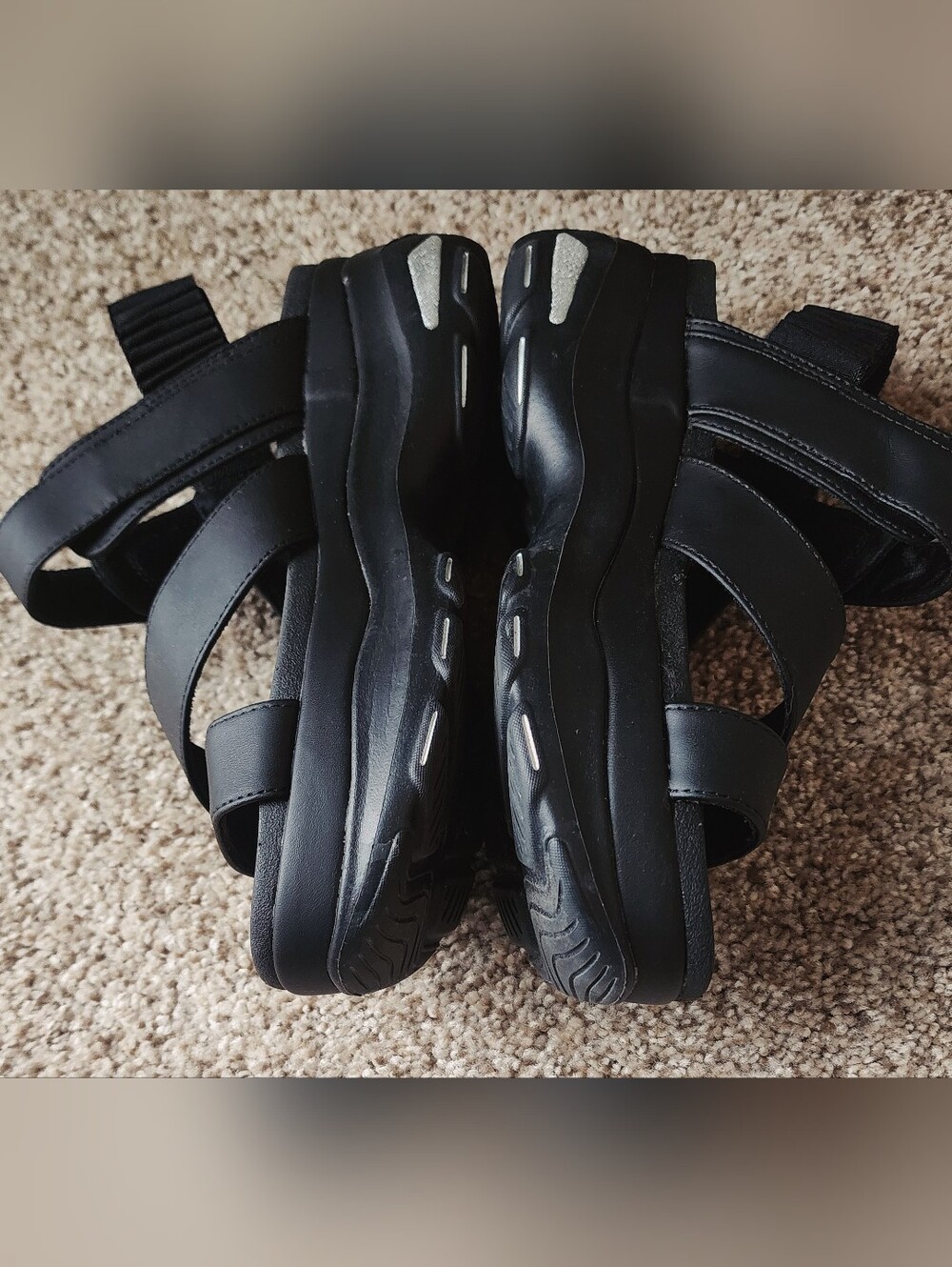 Skechers Luxe Foam Black Sandals Velcro Straps See Chart For Size. - Picture 2 of 10